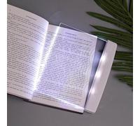 Juesi Lampada da libro piatta per leggere a letto di notte Luce LED trasparente per libro a piena pagina Pannello luminoso senza fili Bianco