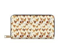JUEXDEME A Brood of Chickens - Pochette lunga in finta pelle chic ed elegante, da donna, con porta carte di credito e tasche organizer, borsa resistente per i viaggi di tutti i giorni, bianco, Taglia