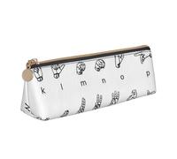 JUEXDEME Astuccio in pelle con lettere dell'alfabeto, design sottile, con cerniera metallica, formato tascabile, per studenti, ufficio, università, scuola media, bianco, Taglia unica, Bagaglio a mano