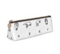 JUEXDEME Astuccio in pelle con lettere dell'alfabeto, design sottile, con cerniera metallica, formato tascabile, per studenti, ufficio, università, scuola media, bianco, Taglia unica, Bagaglio a mano