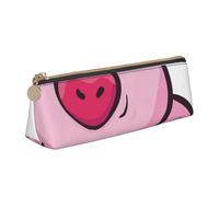 JUEXDEME Astuccio in pelle con maiale rosa sorridente, design sottile, con cerniera metallica, formato tascabile, per studenti, ufficio, università, scuola media, bianco, Taglia unica, Bagaglio a mano