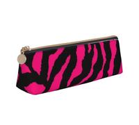 JUEXDEME Astuccio in pelle rosa zebrato tigre leopardo portapenne design sottile con cerniera metallica tascabile per studenti ufficio università scuola media, bianco, Taglia unica, Bagaglio a mano
