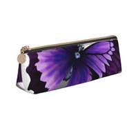 JUEXDEME Astuccio portapenne in pelle viola con farfalla dal design sottile con cerniera metallica, dimensioni tascabili, per studenti, ufficio, università, scuola media, bianco, Taglia unica,