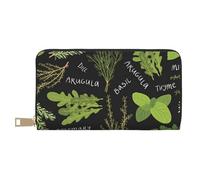 JUEXDEME Basil Thyme Dill & Rosemary - Pochette lunga da donna in finta pelle, elegante e alla moda, con porta carte di credito e tasche organizer, borsa resistente per i viaggi di tutti i giorni,
