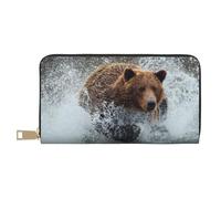 JUEXDEME Bear Running Pochette lunga in ecopelle chic elegante portafoglio da donna per donne moderne grande capacità porta carte e tasche organizer borsa resistente per i viaggi di tutti i giorni,