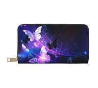JUEXDEME Bella farfalla luminosa lunga pochette in ecopelle chic elegante portafogli da donna per donne moderne grande capacità porta carte e tasche organizer borsa resistente per i viaggi di tutti i