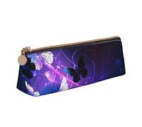 JUEXDEME Bellissimo astuccio in pelle con farfalla luminosa, design sottile, con cerniera metallica, formato tascabile, per studenti, ufficio, università, scuola media, bianco, Taglia unica, Bagaglio