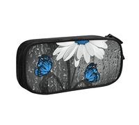 JUEXDEME Custodia per scuola Forniture per ufficio Bianco Blu Daisy Astuccio per penne di grande capacità Astuccio per matite di grande capacità per studenti Astuccio di cancelleria Scatola per matite