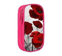 JUEXDEME Custodia per scuola Forniture per ufficio Grande Capacità Rosso Papavero Fiore Penna Astuccio Grande Capacità per Studenti Cancelleria Sacchetto Matita Scatola Organizer da Scrivania con