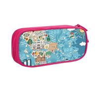 JUEXDEME Custodia per scuola Forniture per ufficio Grecia Map Astuccio per penne di grande capacità Astuccio per matite di grande capacità per studenti Astuccio per cancelleria Scatola per matite