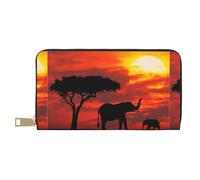 JUEXDEME Elephant Sunset - Pochette lunga da donna in finta pelle, elegante e alla moda, con porta carte di credito e tasche organizer, borsa resistente per i viaggi di tutti i giorni, bianco, Taglia