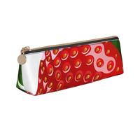 JUEXDEME Fragola Clipart Astuccio in pelle Slim Design Pen Bag con cerniera metallica Pocket Size per O Studente Ufficio College Scuola media, bianco, Taglia unica, Bagaglio a mano