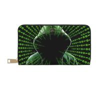 JUEXDEME Hacker Attack - Pochette lunga in finta pelle, elegante e alla moda, da donna, con porta carte di credito e tasche organizer, borsa resistente per i viaggi di tutti i giorni, bianco, Taglia