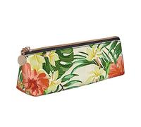 JUEXDEME Hojas Tropicales Y Flores Astuccio in pelle dal design sottile con cerniera metallica, tascabile, per studenti, ufficio, università, scuola media, bianco, Taglia unica, Bagaglio a mano