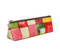 JUEXDEME Kiwi - Astuccio in pelle con anguria, design sottile, con cerniera metallica, tascabile, per studenti, ufficio, università, scuola media, bianco, Taglia unica, Bagaglio a mano