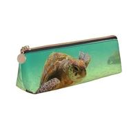 JUEXDEME Lord Howe Island - Astuccio in pelle con tartaruga marina, design sottile, con cerniera metallica, tascabile, per studenti, ufficio, università, scuola media, bianco, Taglia unica, Bagaglio a