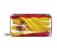 JUEXDEME Pochette lunga in ecopelle con bandiera della Spagna chic ed elegante portafogli da donna per donne moderne, grande capacità, porta carte e tasche organizer, borsa resistente per i viaggi di