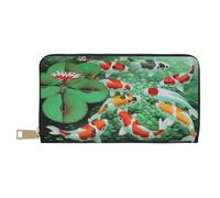 JUEXDEME Pochette lunga in ecopelle con carpa rossa giapponese, elegante e alla moda, portafogli da donna moderne, grande capacità, porta carte e tasche organizer, borsa resistente per i viaggi di