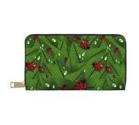 JUEXDEME Pochette lunga in ecopelle con foglie e coccinelle, elegante e alla moda, portafogli da donna moderne, grande capacità, porta carte e tasche organizer, borsa resistente per i viaggi di tutti