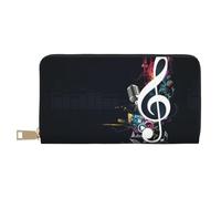 JUEXDEME Pochette lunga in ecopelle con note musicali, eleganti e alla moda, portafogli da donna moderne, grande capacità, porta carte e tasche organizer, borsa resistente per i viaggi di tutti i