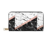 JUEXDEME Pochette lunga in ecopelle nera bianca effetto marmo chic elegante portafogli da donna per donne moderne grande capacità porta carte e tasche organizer borsa resistente per i viaggi di tutti