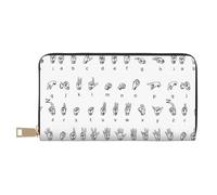 JUEXDEME Pochette lunga in finta pelle con lettere dell'alfabeto in lingua dei segni chic ed eleganti portafogli da donna per donne moderne, grande capacità, porta carte e tasche organizer, borsa