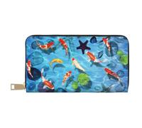 JUEXDEME Pochette lunga in finta pelle di carpa rossa giapponese, elegante e alla moda, portafogli da donna moderna, grande capacità, porta carte e tasche organizer, borsa resistente per i viaggi di