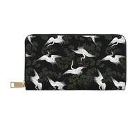 JUEXDEME Pochette lunga in finta pelle giapponese con gru e pino, elegante portafoglio da donna per donne moderne, grande capacità, porta carte e tasche organizer, borsa resistente per i viaggi di