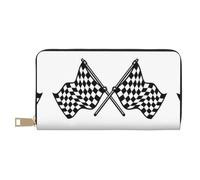 JUEXDEME Portafogli da donna con bandiera a scacchi con bandiera da gara lunga in finta pelle chic ed elegante per donne moderne, grande capacità, porta carte e tasche organizer, borsa resistente per