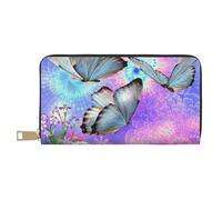JUEXDEME Portafogli da donna con fiori colorati farfalla lunga in finta pelle chic ed elegante per donne moderne, porta carte di grande capacità e tasche organizer, borsa resistente per i viaggi di