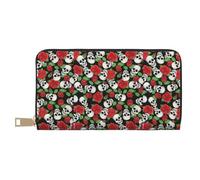 JUEXDEME Portafogli da donna con teschi e rose, in finta pelle, elegante, elegante, per donne moderne, grande capacità, porta carte e tasche organizer, borsa resistente per i viaggi di tutti i giorni,