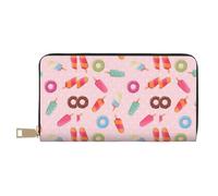 JUEXDEME Portafogli da donna in ecopelle lunga con gelato colorato, elegante e alla moda, per donne moderne, porta carte di grande capacità e tasche organizer, borsa resistente per i viaggi di tutti i