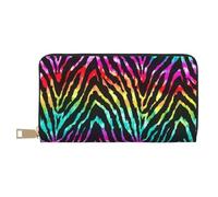 JUEXDEME Portafogli da donna in ecopelle lunga con zebra arcobaleno colorata chic ed elegante per donne moderne, porta carte di grande capacità e tasche organizer, borsa resistente per i viaggi di