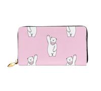 JUEXDEME Portafogli da donna in pelle con orso polare rosa porta carte di grande capacità borsa da donna con più slot per carte borsa lunga da donna con scomparto con cerniera 19 cm x 10,5 cm borse da