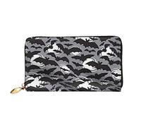 JUEXDEME Portafogli da donna in pelle con pipistrelli di Halloween grigi Porta carte di grande capacità Borsa da donna con più slot per carte Borsa lunga da donna con scomparto con cerniera 19 cm x