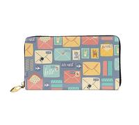 JUEXDEME Portafogli da donna in pelle di cancelleria postale grande capacità porta carte borsa da donna con più slot per carte borsa lunga da donna con scomparto con cerniera 19 cm x 10,5 cm borse da