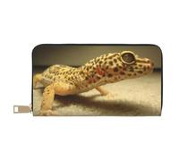 JUEXDEME Portafoglio lungo da donna in ecopelle con geco leopardato sabbia chic elegante portafoglio da donna moderna grande capacità porta carte e tasche organizer borsa resistente per i viaggi di