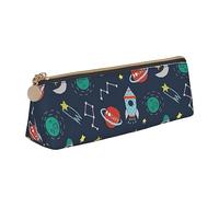 JUEXDEME Razzo Clipart Space Ship Astuccio in pelle sottile design penna borsa con cerniera metallica Pocket Size per O Studente Ufficio College Scuola media, bianco, Taglia unica, Bagaglio a mano