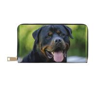 JUEXDEME Rottweiler Carta da parati lunga in finta pelle pochette chic elegante portafoglio da donna per donne moderne grande capacità porta carte e tasche organizer borsa resistente per i viaggi di