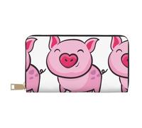 JUEXDEME Smile Pink Pig Pochette lunga in ecopelle chic elegante portafoglio da donna per donne moderne grande capacità porta carte e tasche organizer borsa resistente per i viaggi di tutti i giorni,