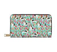 JUEXDEME Sweet Basset Hound Florals Pochette lunga in ecopelle chic elegante portafogli da donna per donne moderne, grande capacità, porta carte e tasche organizer, borsa resistente per i viaggi di