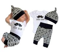 Juflam Set di 3 pezzi per neonati, tutina con pantaloni e leggings e cappello, Manica corta., 0-6 Mesi