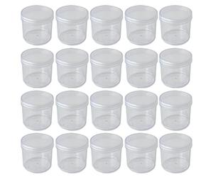 JUFUM Vaso Cosmetico Rotondo nel Plastica da 20 Pezzi con Coperchio, Contenitore per Cosmetici, Barattolo per Alimenti, Ecc