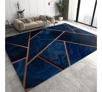 JUFUMUP Tappeti di Zona Geometria Dorata Nera Tappeto per Bambini Sfumatura Blu Lusso Chiaro - per Pavimento Della Cucina del Ristorante 60 x 120 cm