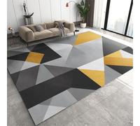 JUFUMUP Tappeti di Zona Geometria Popolare Moderna Tappeto Salotto, Tappeti a Pelo Corto Giallo Nero Bianco - per Decor del Pavimento del Soggiorno 150 x 180 cm
