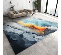 JUFUMUP Tappeti di Zona Vista Sul Mare Ad Acquerello Tappeto Salotto, Tappeti a Pelo Corto Vernice Colorata Nordica - per Decor del Pavimento del Soggiorno 150 x 180 cm