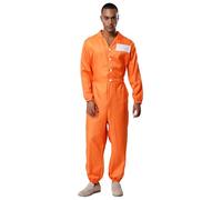 Jugaoge Costume da prigioniero da uomo e da donna in carcere, divise in arancione, per cosplay, Halloween, a motto, per feste, colore arancione, B M