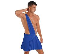 Jugaoge Costume da uomo dell'imperatore romano Caesar Toga One Shouder tunica Top con gonna gladiatore, divinità ed eroi dell'antica Grecia, costume da adulto, blu, L