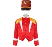 Jugaoge Giacca da bambina circo direttore, stile vintage, stile vintage, con colletto alto, bolero con cappello a cilindro, per feste di Natale, Rosso C, 158-164