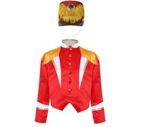 Jugaoge Giacca da bambina circo direttore, stile vintage, stile vintage, con colletto alto, bolero con cappello a cilindro, per feste di Natale, Rosso B, 158-164